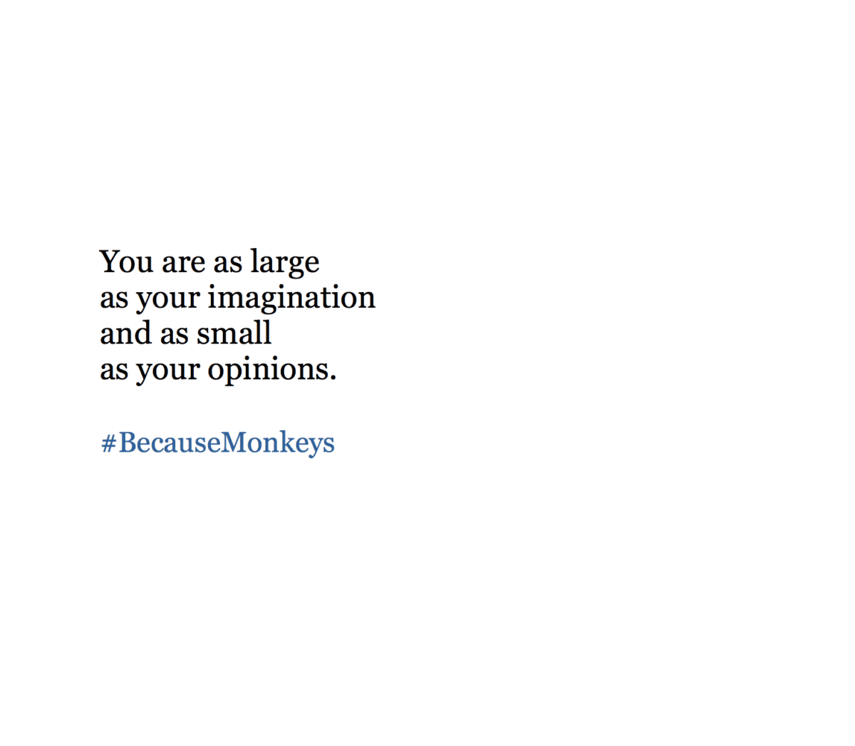 You are as large as your imagination and as small as your opinions.